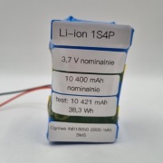 Pakiet ogniw Li-ion 1S4P 3,7V 10400mAh 18650 BMS