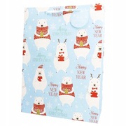 Torebka na prezenty "Misie polarne", 31x42 cm, błękitna