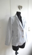 Tahari premium 100% len linen lniana marynarka żakiet prążki marine S/M