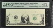 1 dolar USA 1988A – błąd drukarski (niedodruk) – PMG 64 EPQ