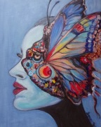 Obraz na płótnie - abstrakcyjny Portret kobiety pt. Samotność  motyla 