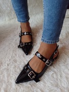 (39/40) Czarne baleriny biznesowe z odkrytą piętą z Londynu, NOWE 