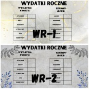 Karty wydatków rocznych oszczędzanie kopertowe a6