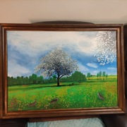 Obraz sielski pejzaż wiosenny 