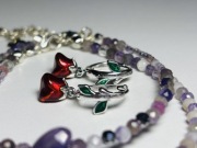 Srebro 925 kolczyki nowe kółeczka róża różyczka kwiatek emaliowany