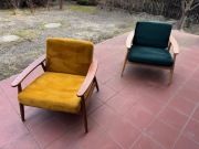 Fotele DEMURE kolor musztardowy i ciemnozielony - 2 sztuki