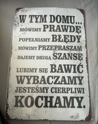 Tabliczka napis do domu na ścianę blaszana rustykalna dekoracja Nowa