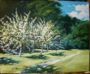 „Wiosenny ogród” – obraz olejny inspirowany impresjonizmem  80 / 60 cm