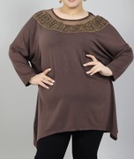 Overchic premium turecka czekoladowa tunika cyrkonie plus size xxxl 50 52