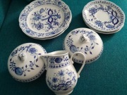 Kahla porcelana zestaw śniadaniowy wzór cebulowy kobaltowy