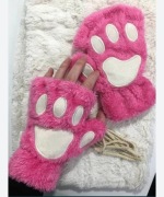 Rękawice mitenki łapy kota bez palców. Nowe różowe 