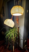 Lampa duńska stojąca z lat 60tych drewniana vintage art deco wyjątkowa