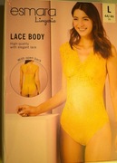 Body z elegancką koronką żółte rozmiar  - L