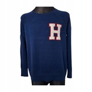 *MĘSKI SWETER TOMMY HILFIGER GRANATOWY ROZCIĄGLIWY ROZMIAR L BAWEŁNA