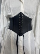 Czarny a'la skórzany pas gorsetowy gorset wiązany