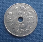 Moneta Norwegia 1 korona 2001