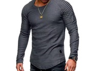 Bluzka męska z długim rękawem z plisami na ramionach 