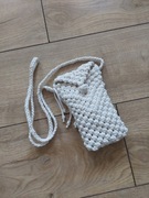 Torebka makramowa mała- etui na telefon rękodzieło