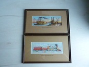 Anglia 2 obrazy statek parowy i pociąg  jedwabna nitka