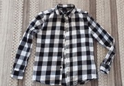 Koszula flanela w czarno-białą kratę S 
