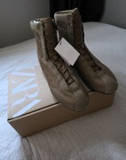 oliwkowe wysokie sportowe buty trzewiki Zara 38 skóra sznurowane bokserskie