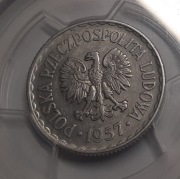 1 zł 1957  PCGS AU55 NAJRZADSZY ROCZNIK
