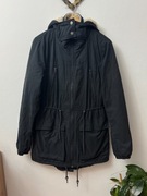 Granatowy płaszcz parka ocieplany kurtka z kapturem Only rozmiar S 36