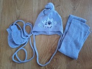 Zestaw chłopięcy czapka zimowa szalik rękawiczki 0-3M 