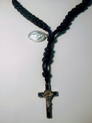 Różaniec ze sznurka granatowy komunia prezent 