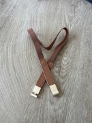 Brązowy Gumowany pasek z złotą klamrą