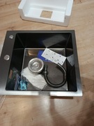 Zlew kuchenny 45na50 cm  stal nierdzewna 304 czarny  komplet