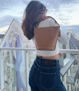 MICHAEL KORS brązowa TORBA TOWNSEND SMALL TYPU BUCKET złote logo 19/22 cm