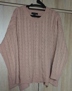 Atmosphere różowy pudrowy sweter warkocz  L/40