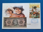 Koperta numizmatyczna z banknotem Ecuador Ekwador 10 sucres 1986 r.