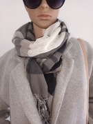 Damska apaszka, szal, elegancki, czarny, szary