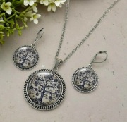 Zestaw biżuterii ze stali nierdzewnej w kolorze srebrnym Vintage Nowe