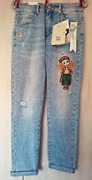 Nowe jeansy M Sara Loose Fit wyszyta dziewynka / lalka r. XS pasują na r. S