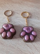 Kocia łapka. Brelok na klucze. Z serduszkiem. 