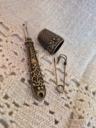 Zestaw do szycia vintage retro metal stare złoto 