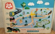 Drewniana Kolejka FARMA 75 el dla dzieci 3+ Elefun