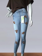 Spodnie jeansowe M.Sara, push up, litery z dżetami, M/L