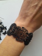 Kolczyki motyle bransoletka czarna ażurowa zestaw biżuterii vintage gothic