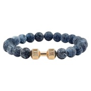 Bransoletka złoty hantel niebieski kamień 21cm