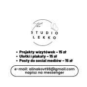 Wizytówki, ulotki, post na social media projekty