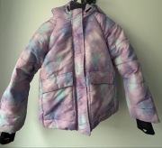 Kurtka zimowa narciarska dziewczęca 140 cm | ciepła, pastelowa, kaptur