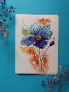 Kartka ręcznie malowana z kwiatami 