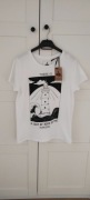 Nowy, biały, damski T-shirt z nadrukiem, roz L 