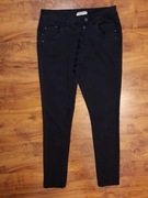 Spodnie jeansowe czarne z guzikami jeans stretch Denim Hunter W29 L30 S