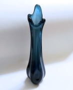 Sękacz szklany niebieski wazon lata70-te vintage retro klasyka PRL