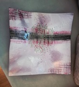 Duży talerz półmisek ozdobny obraz na szkle fiolet